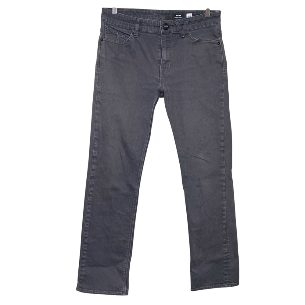 Volcom Solver Dark Gray Straight Jeans Sz 32"X30" Modern casual Preppy Denim